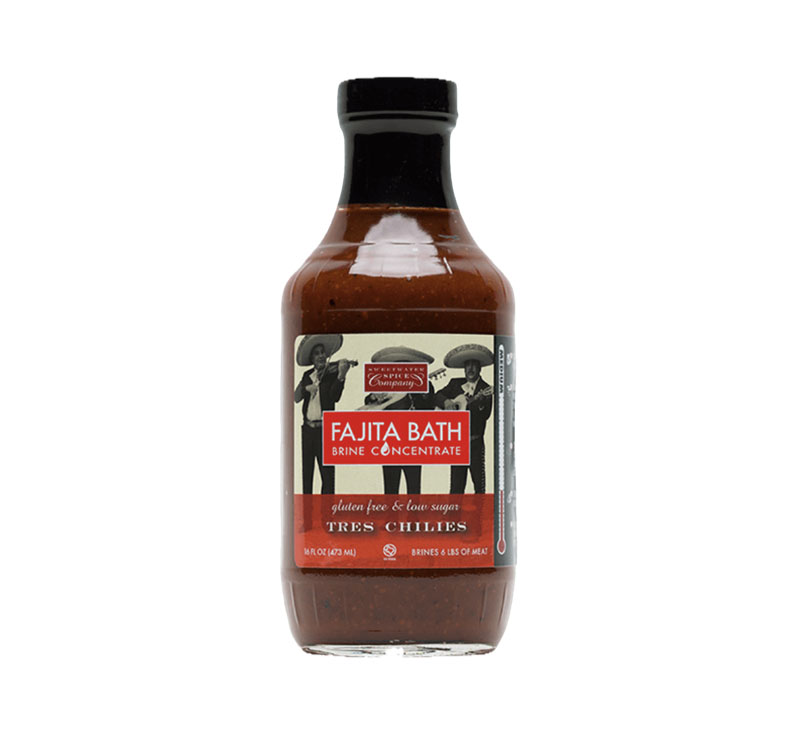 Sweetwater Spice Tres Chilies Fajita Bath Brine bottle