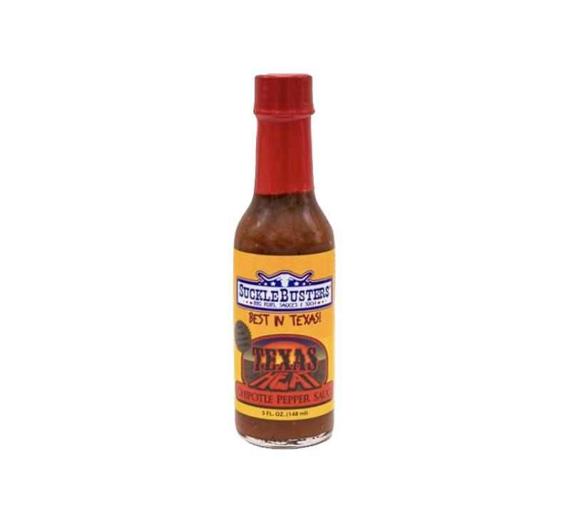 Bottle of Texas Heat Chipotle Pepper Sauce, 5 oz, smoky chipotle hot sauce