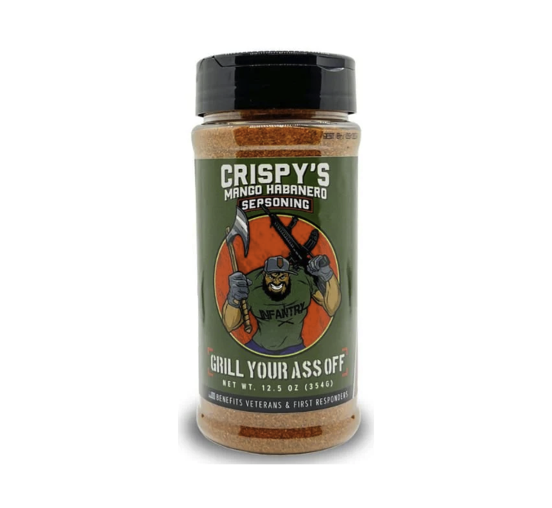 Crispy's mango habanero BBQ rub seasoning bottle