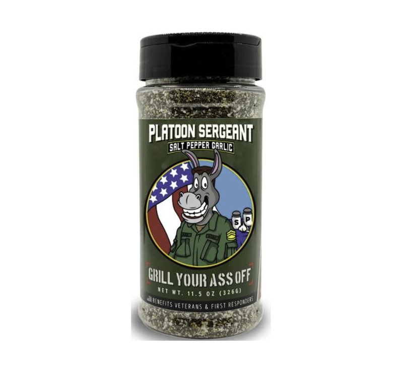 Platoon Sergeant SPG seasoning salt pepper garlic blend bottle