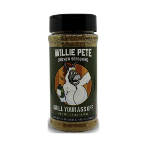Willie Pete chicken seasoning spice bottle for BBQ and cooking