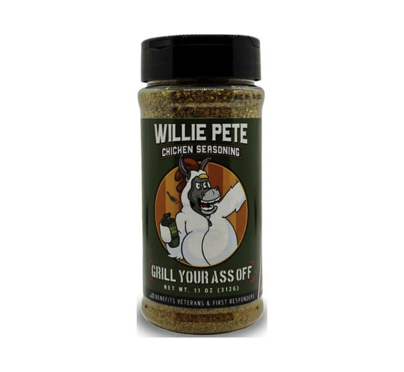 Willie Pete chicken seasoning spice bottle for BBQ and cooking